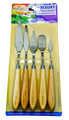 Eine Packung Holzpinsel und ein FLEURY Malmesser-Set (5teilig).