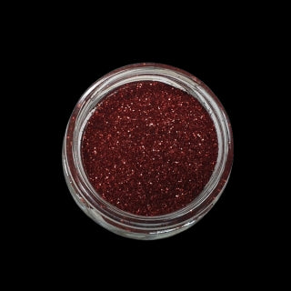 Ein Glas Glitter Weihnachtsrot (B0300, 50 ml) von FLEURY auf schwarzem Hintergrund.