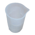 Ein weißer FLEURY-Messbecher mit einem Messbecher aus Silikon für Resin Art (300 ml) (AM402).
