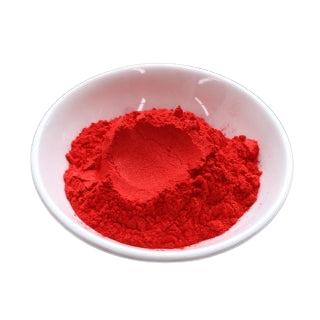 FLEURY Pigment für Epoxidharz (417 Rot) in einer weißen Schale auf schwarzem Hintergrund.