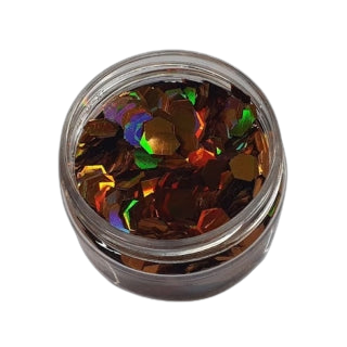Ein Glas gefüllt mit Glitter Flocken (LB402) Konfetti von FLEURY.