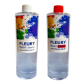 Eine Flasche FLEURY Resin 1L (Starter-Set) Farbe und eine Flasche Wasser.